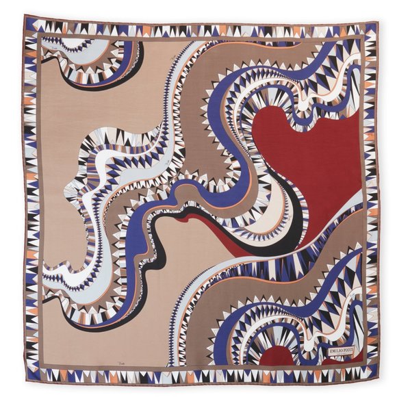 EMILIO PUCCI SCARF MULTI-COLORED PRINT SIGNATURE LOGO SQUARE SCARF 34" - Picture 12 of 12